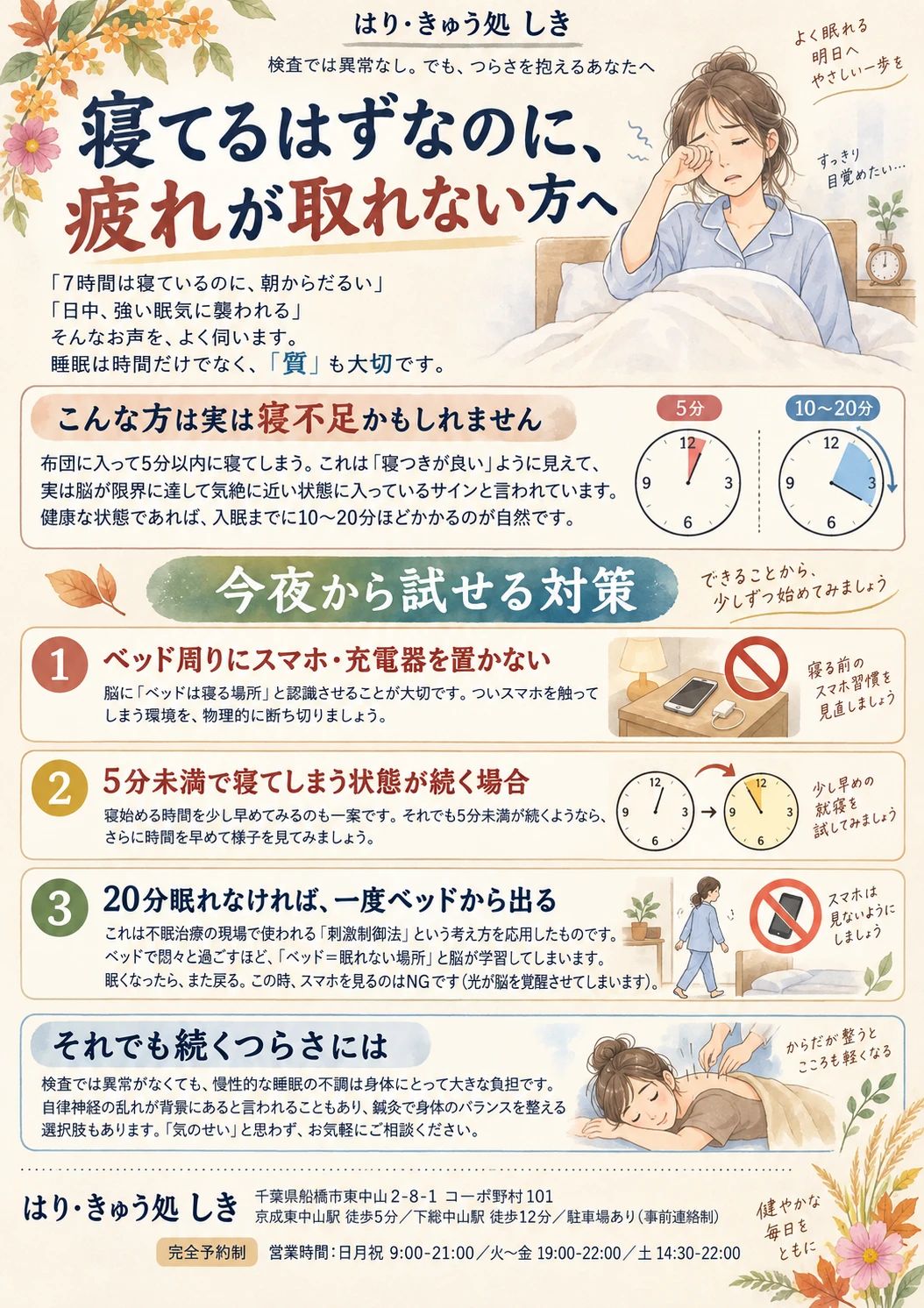 睡眠の質についてまとめたチラシ